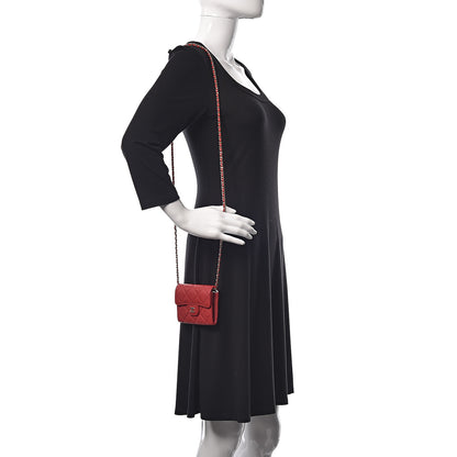 Chanel Caviar Quilted Flap Card Holder On Chain Red 2 of 12