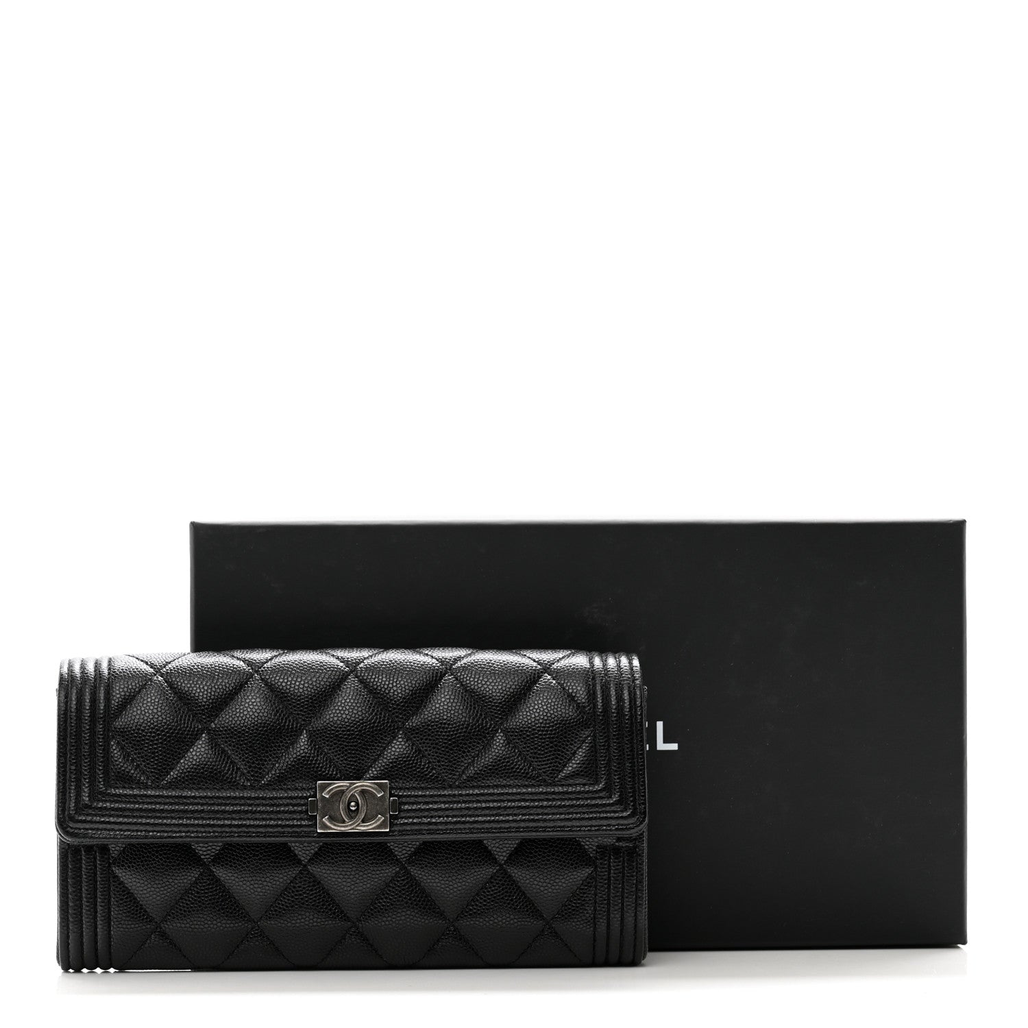 Chanel Caviar Quilted Large Boy Gusset Flap Wallet Black 10 of 10