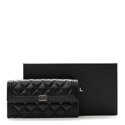 Chanel Caviar Quilted Large Boy Gusset Flap Wallet Black 10 of 10