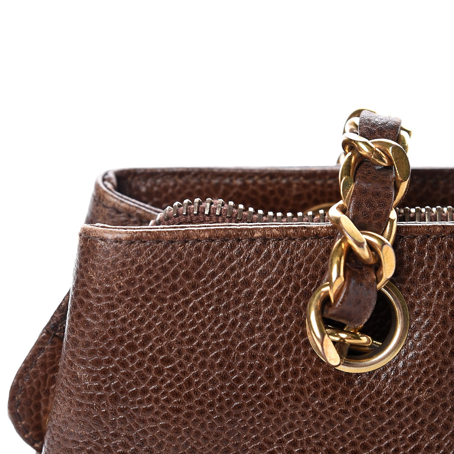 Caviar Flap Shoulder Bag Brown