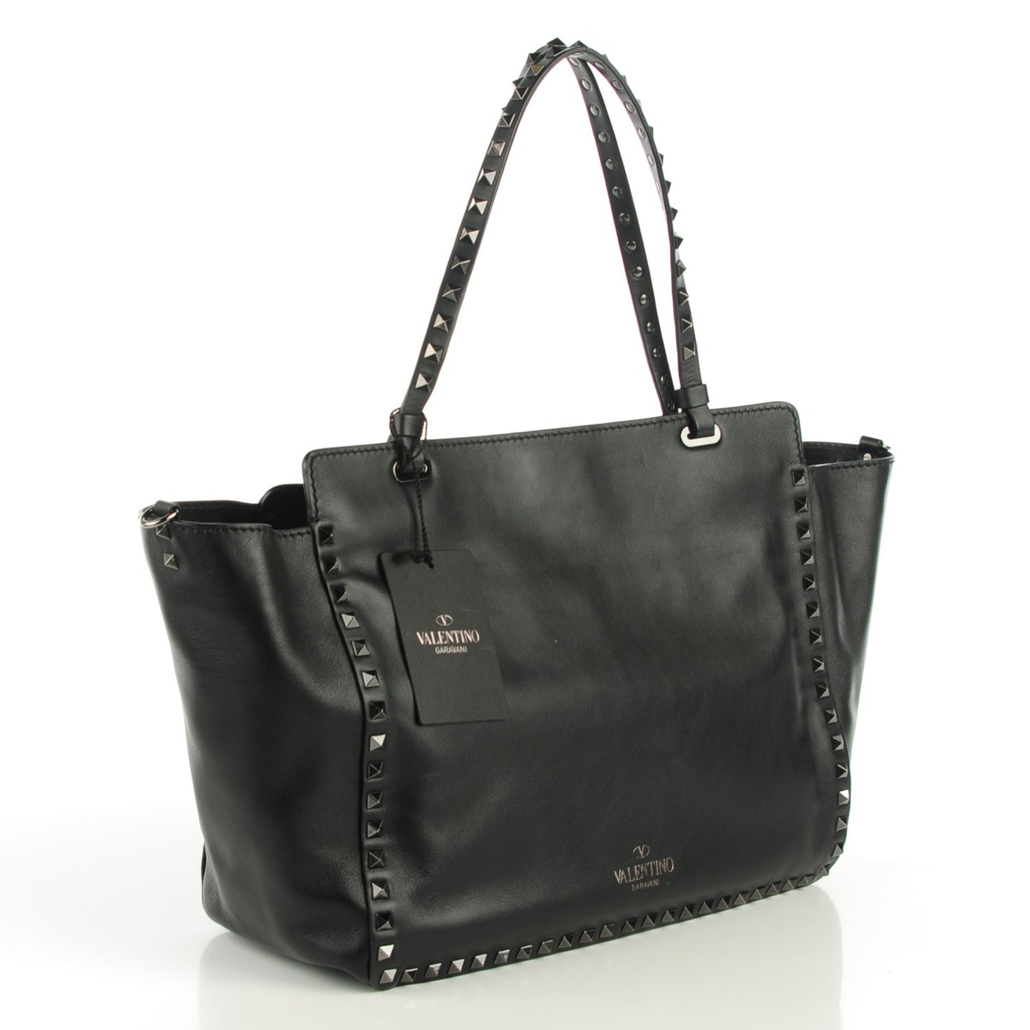 Vitello Medium Rockstud Tote Black