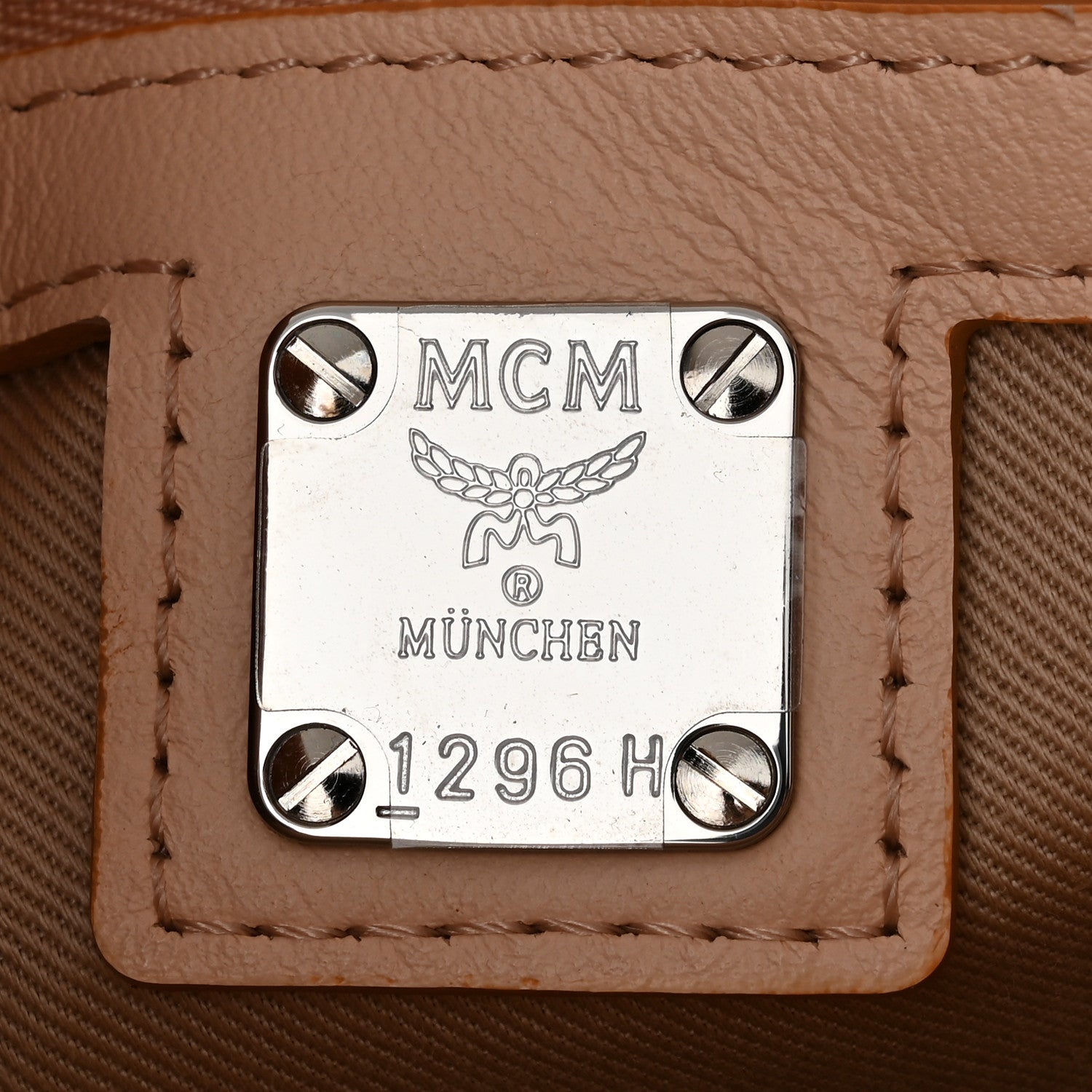 MCM Calfskin Ottomar Monogram Medium Essential Tote Bisque 6 of 11