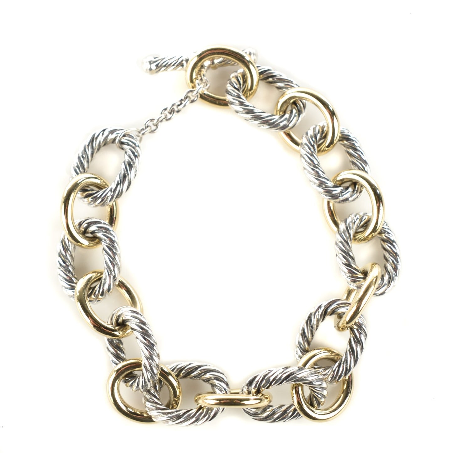 Sterling Silver 18K Yellow Gold 12mm Large Oval Link Bracelet