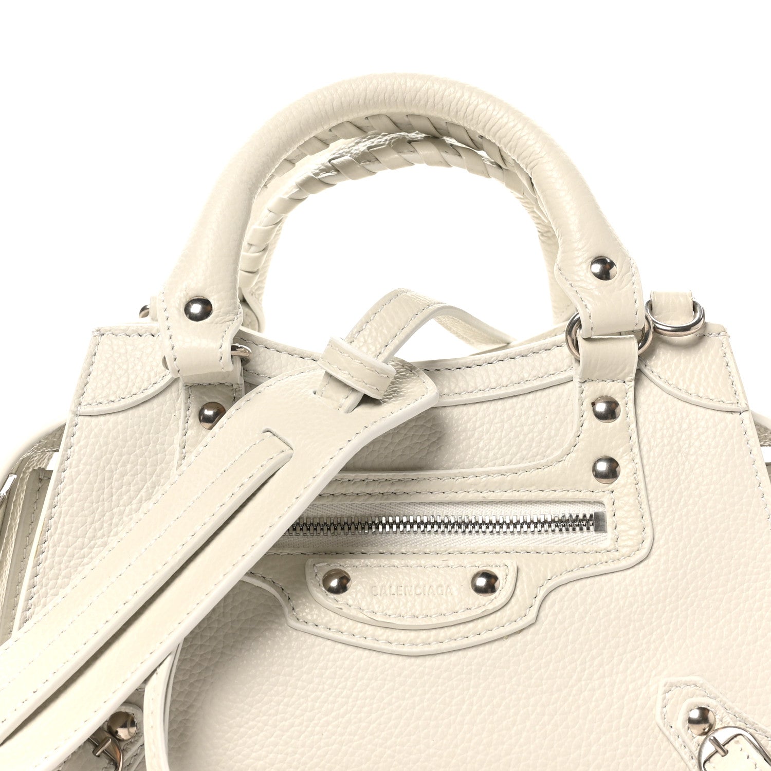 Balenciaga Grained Calfskin Neo Classic Silver Hardware Mini City White 7 of 9