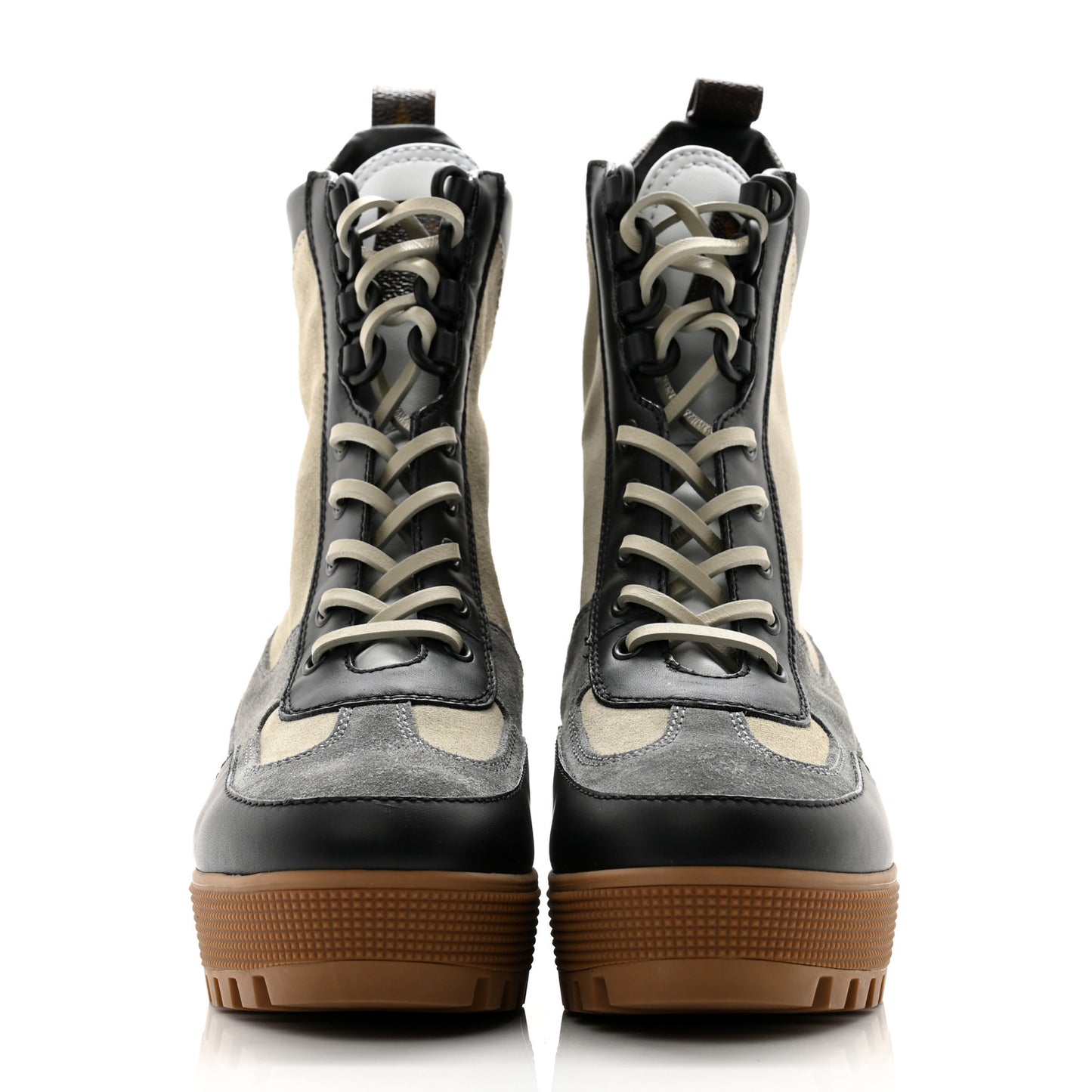 Suede Calfskin Monogram Platform Desert Boots 38 Dark Gray
