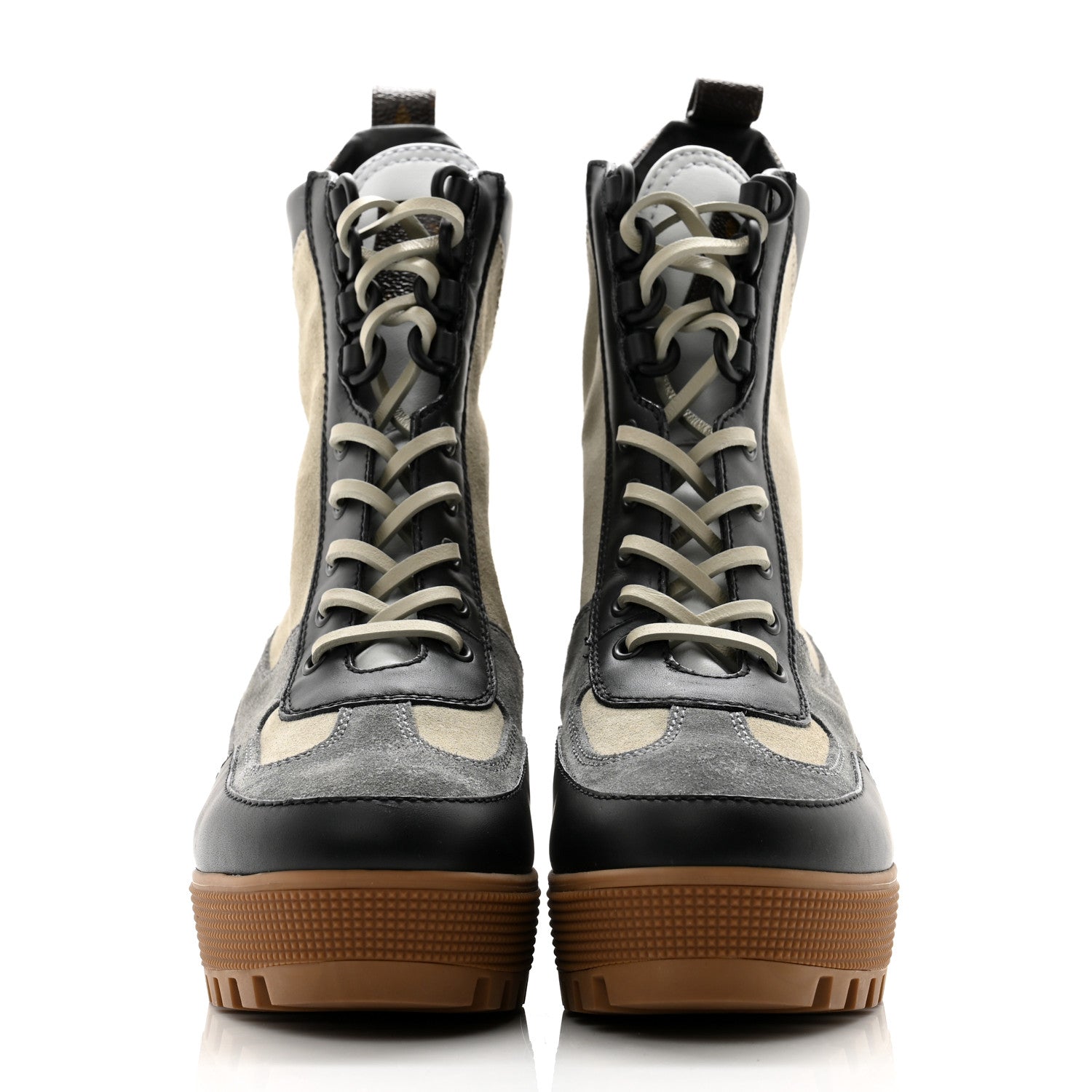 Louis Vuitton Suede Calfskin Monogram Platform Desert Boots 38 Dark Gray 2 of 9