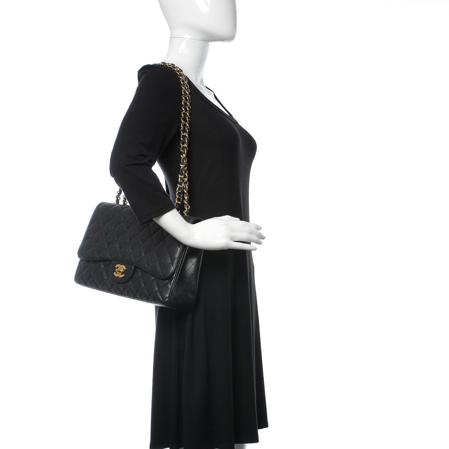 Caviar Quilted Jumbo Single Flap Black