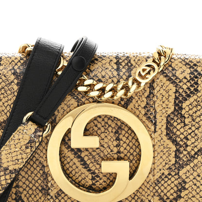 Gucci Roxy Snakeskin Blondie Chain Shoulder Flap Bag Roccia 8 of 12