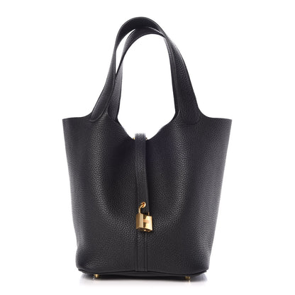 Hermes Taurillon Clemence Picotin Lock 22 MM Black 1 of 8