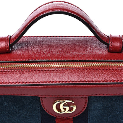 Gucci Suede Calfskin Web Small Ophidia Top Handle Shoulder Bag New Blue Romantic Cherry 10 of 12