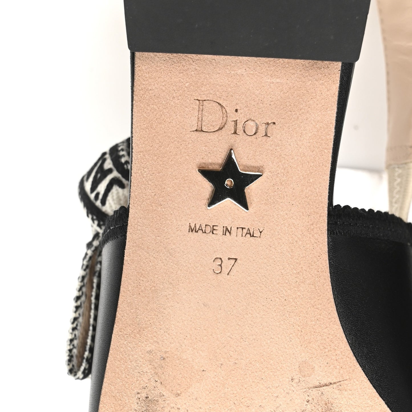 Calfskin Ribbon Embroidered J'Adior Slingback Ballet Flats 37 Black