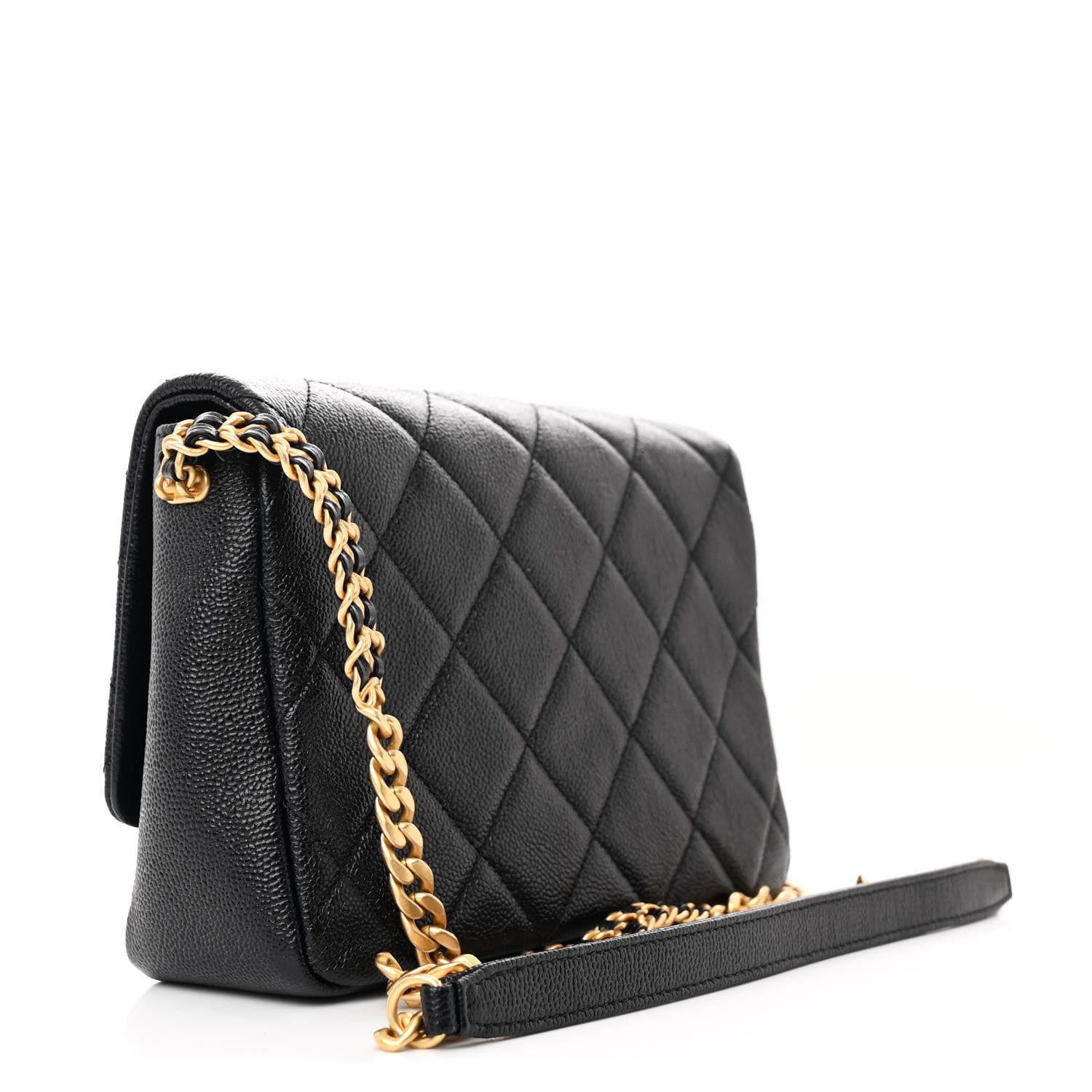 Chanel Shiny Caviar Quilted Small Chain Melody Flap Black 3 of 11