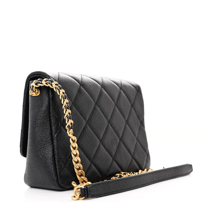 Chanel Shiny Caviar Quilted Small Chain Melody Flap Black 3 of 11