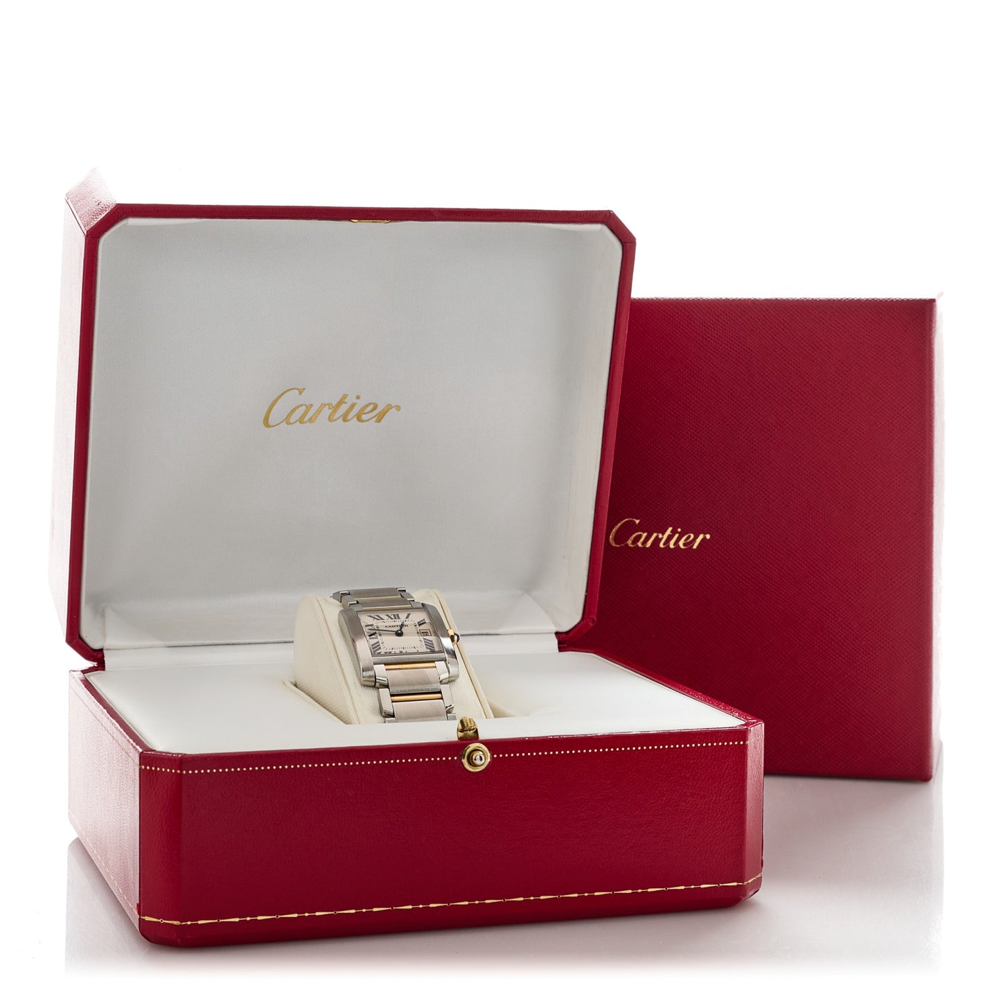 Stainless Steel 18K Yellow Gold 25mm Tank Francaise Quartz Watch