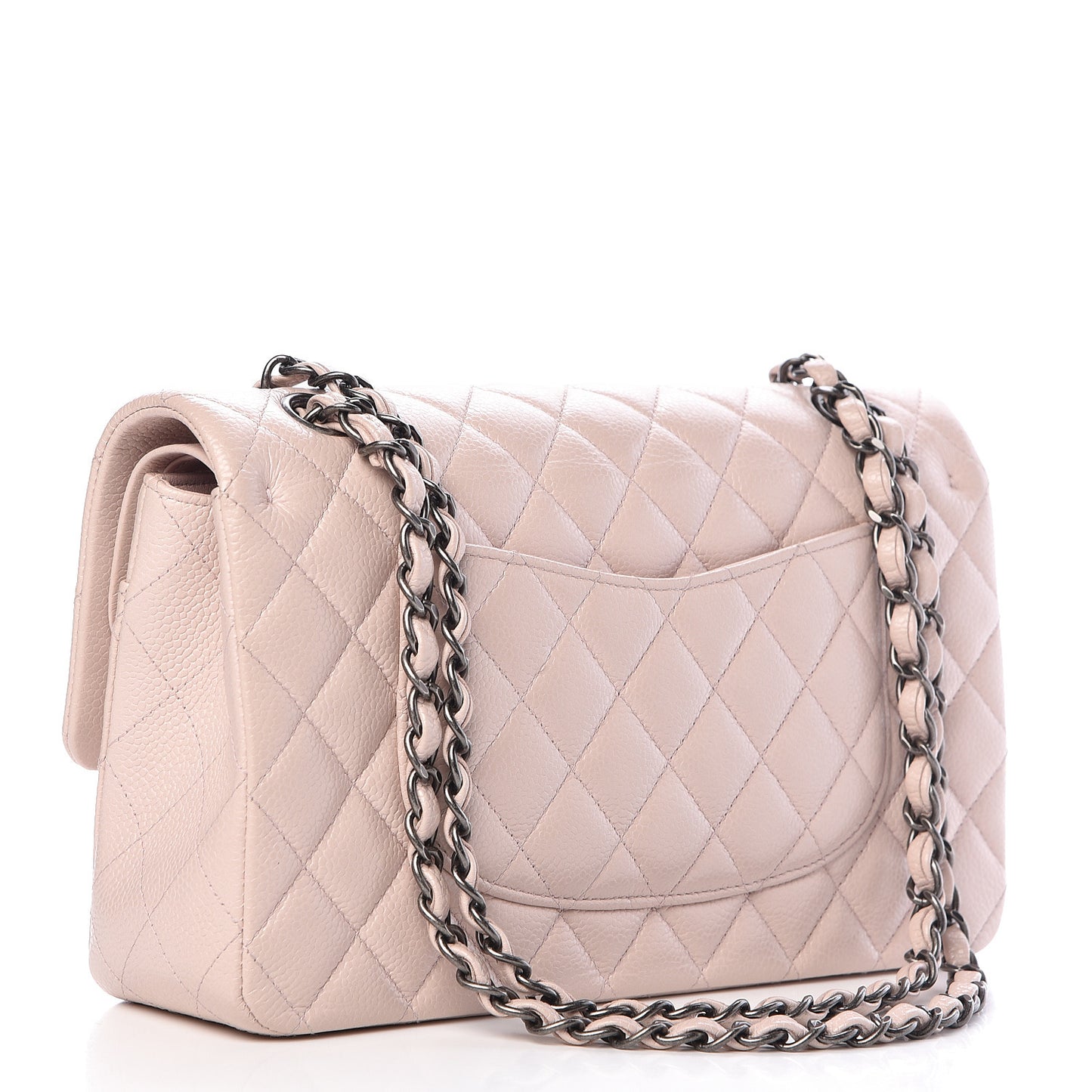 Caviar Quilted Medium Double Flap Pink