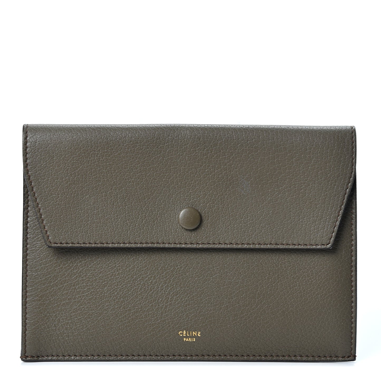 Smooth Calfskin Tie Knot Companion Pouch Dark Khaki