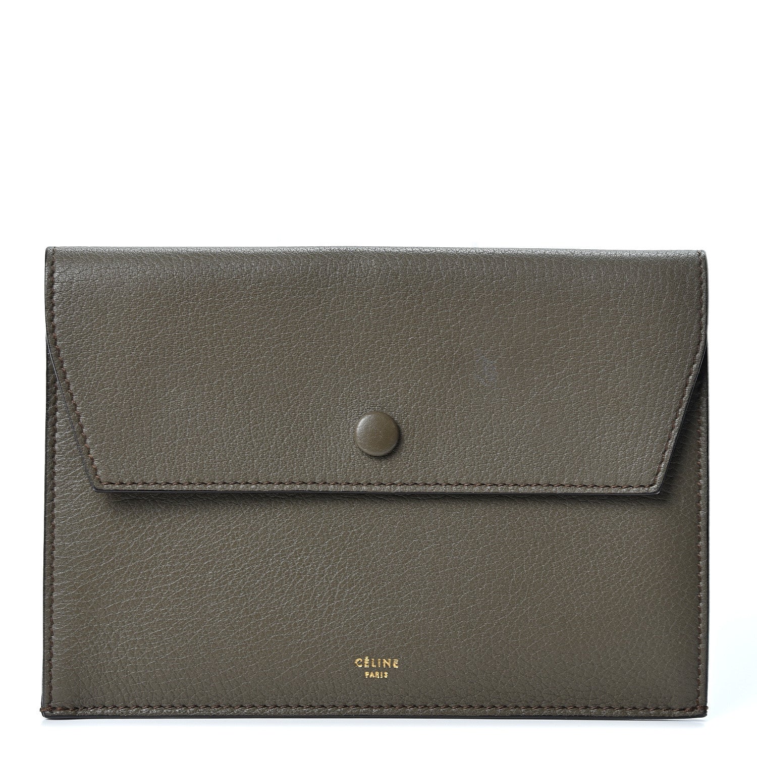 Celine Smooth Calfskin Tie Knot Companion Pouch Dark Khaki 1 of 7
