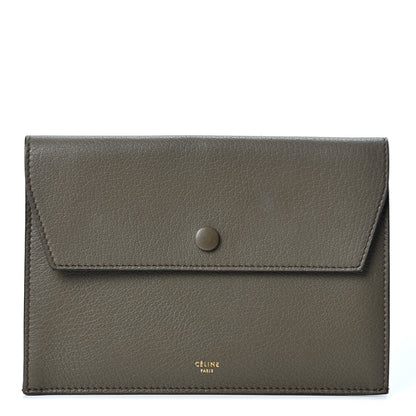 Celine Smooth Calfskin Tie Knot Companion Pouch Dark Khaki 1 of 7