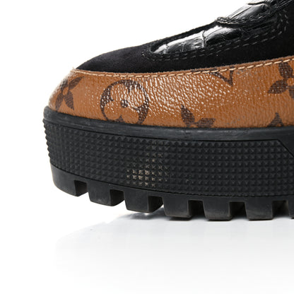 Louis Vuitton Suede Calfskin Monogram Laureate Platform Desert Boots 40 Black 13 of 14