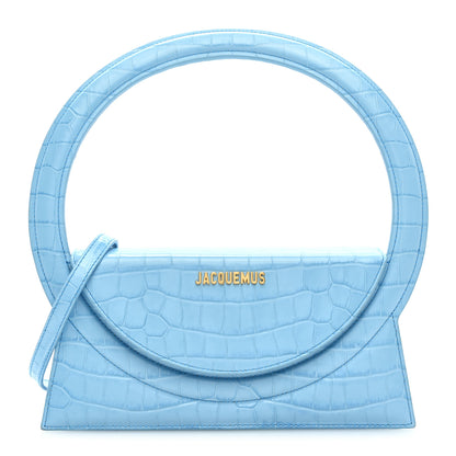 Jacquemus Calfskin Crocodile Embossed Le Sac Rond Blue 1 of 8