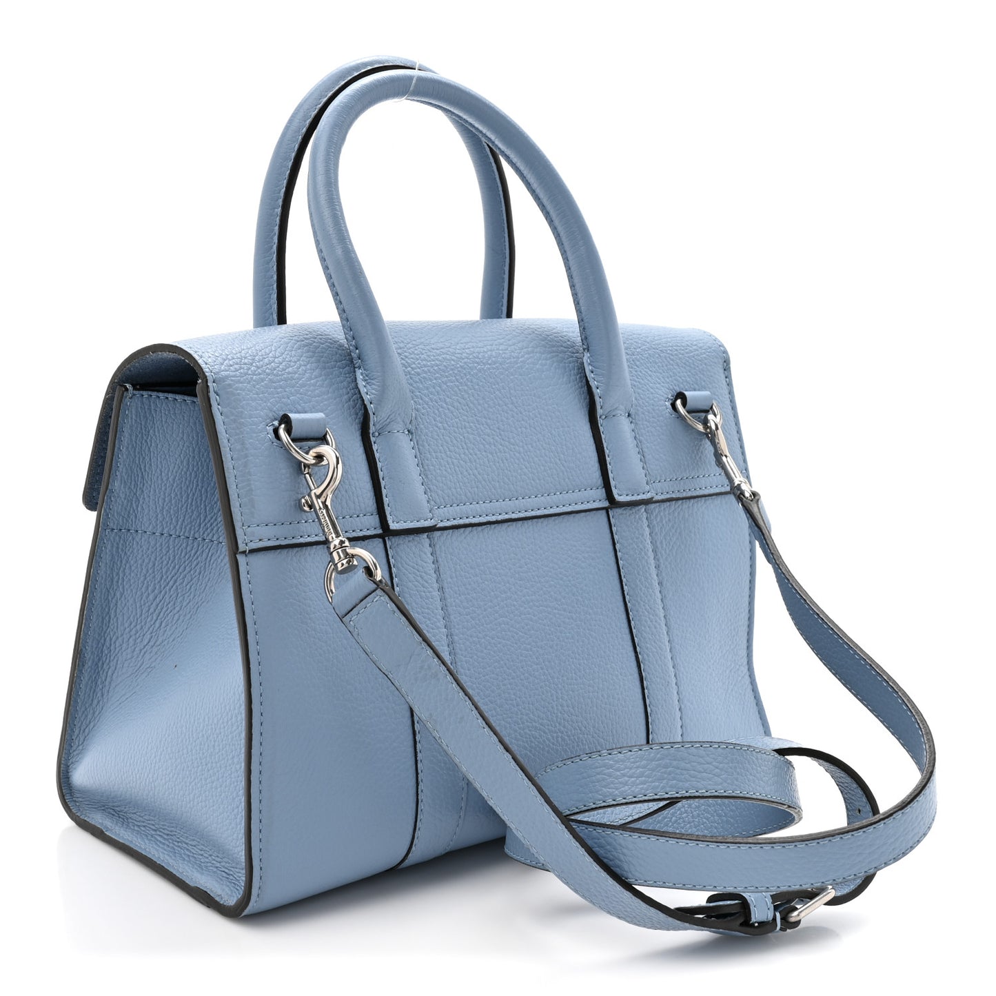 Classic Grain Calfskin Small Bayswater Porcelain Blue