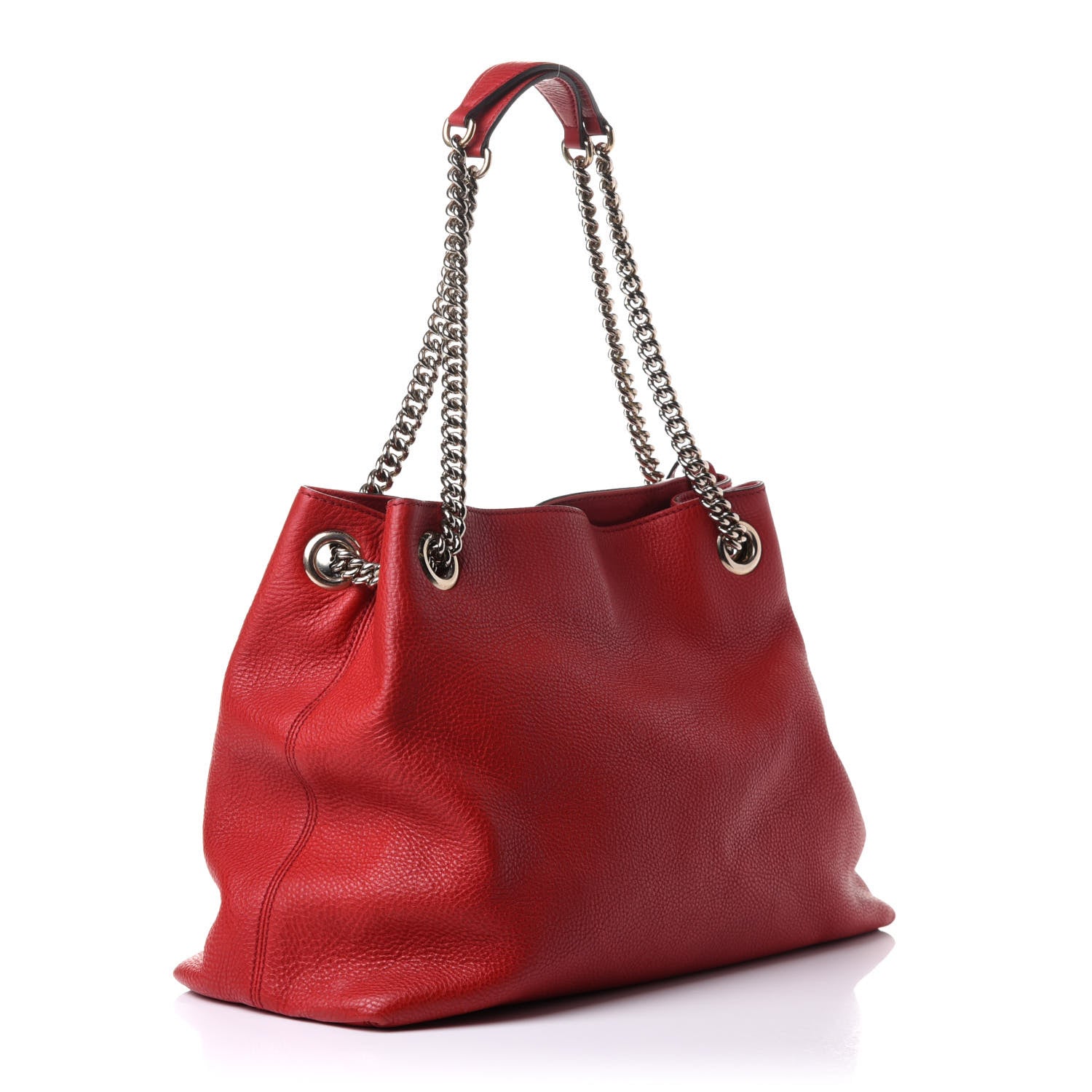 Gucci Pebbled Calfskin Medium Soho Chain Shoulder Bag Tabasco Red 3 of 11