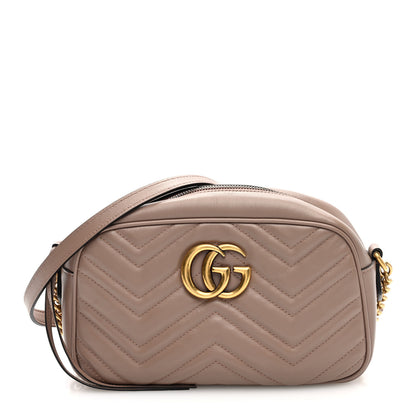 Gucci Calfskin Matelasse Small GG Marmont Chain Shoulder Bag Porcelain Rose 1 of 10