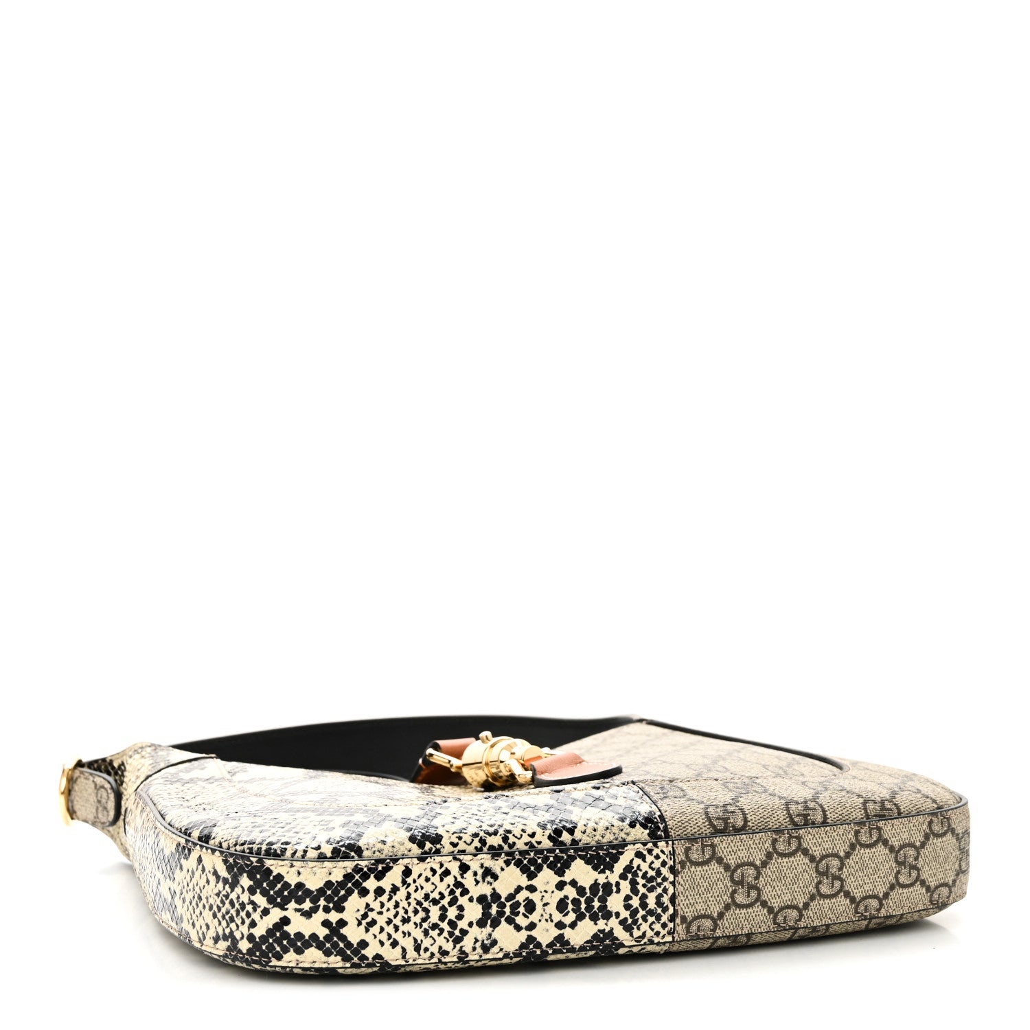 Gucci GG Supreme Monogram Snakeskin Small Jackie 1961 Hobo Beige Ebony 4 of 10
