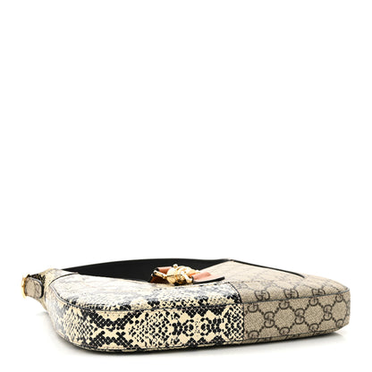 Gucci GG Supreme Monogram Snakeskin Small Jackie 1961 Hobo Beige Ebony 4 of 10