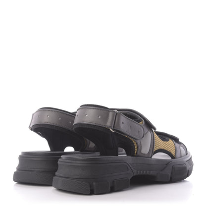 Gucci X SEGA Nappa Mesh Mens Aguru Sandals 12 Loess Black 4 of 10