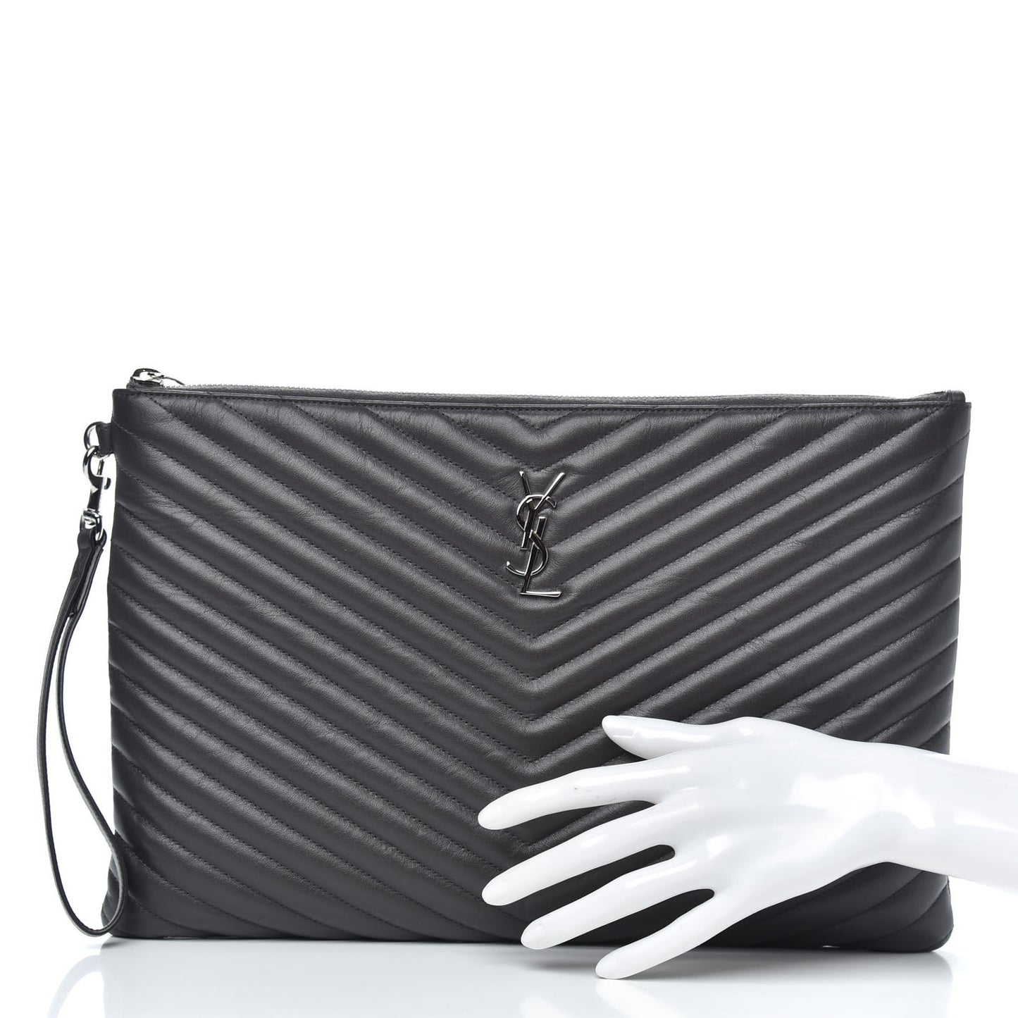 Calfskin Matelasse Chevron Cassandre Monogram Document Holder Coal