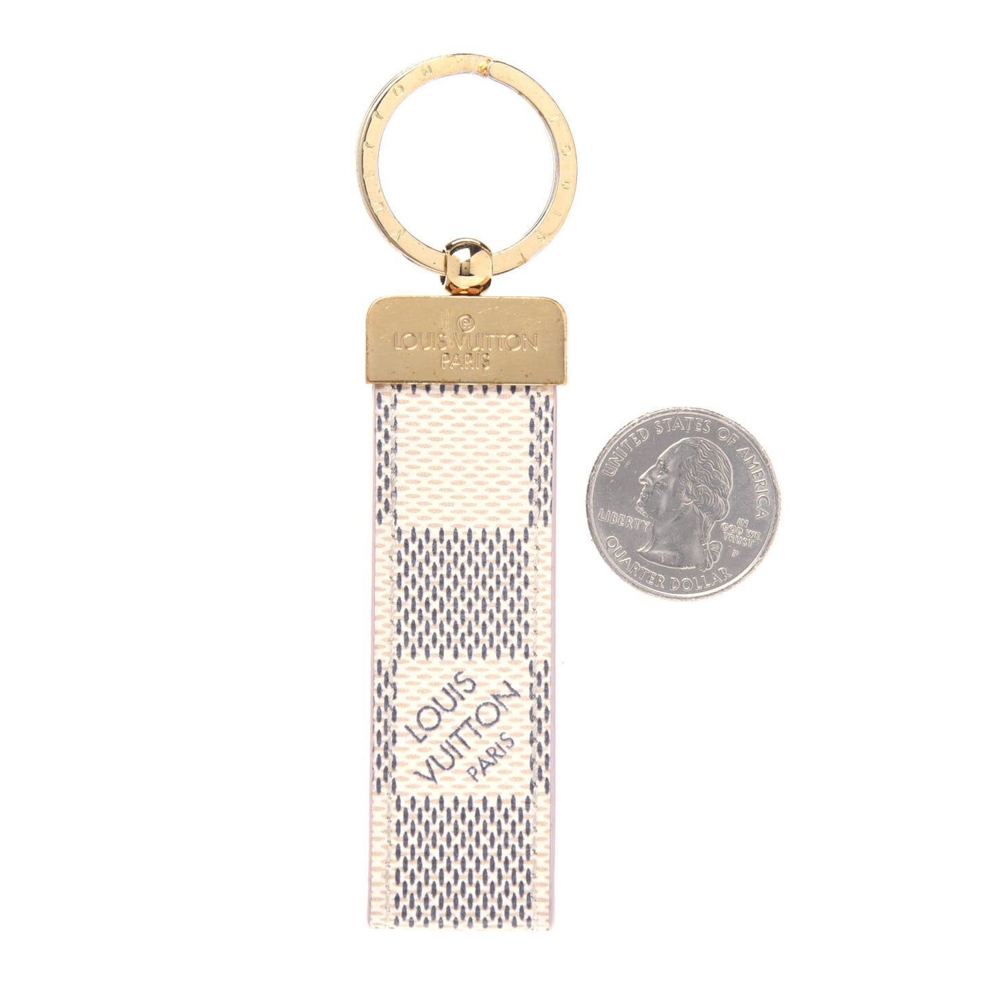 Damier Azur Dragonne Key Holder Rose Ballerine