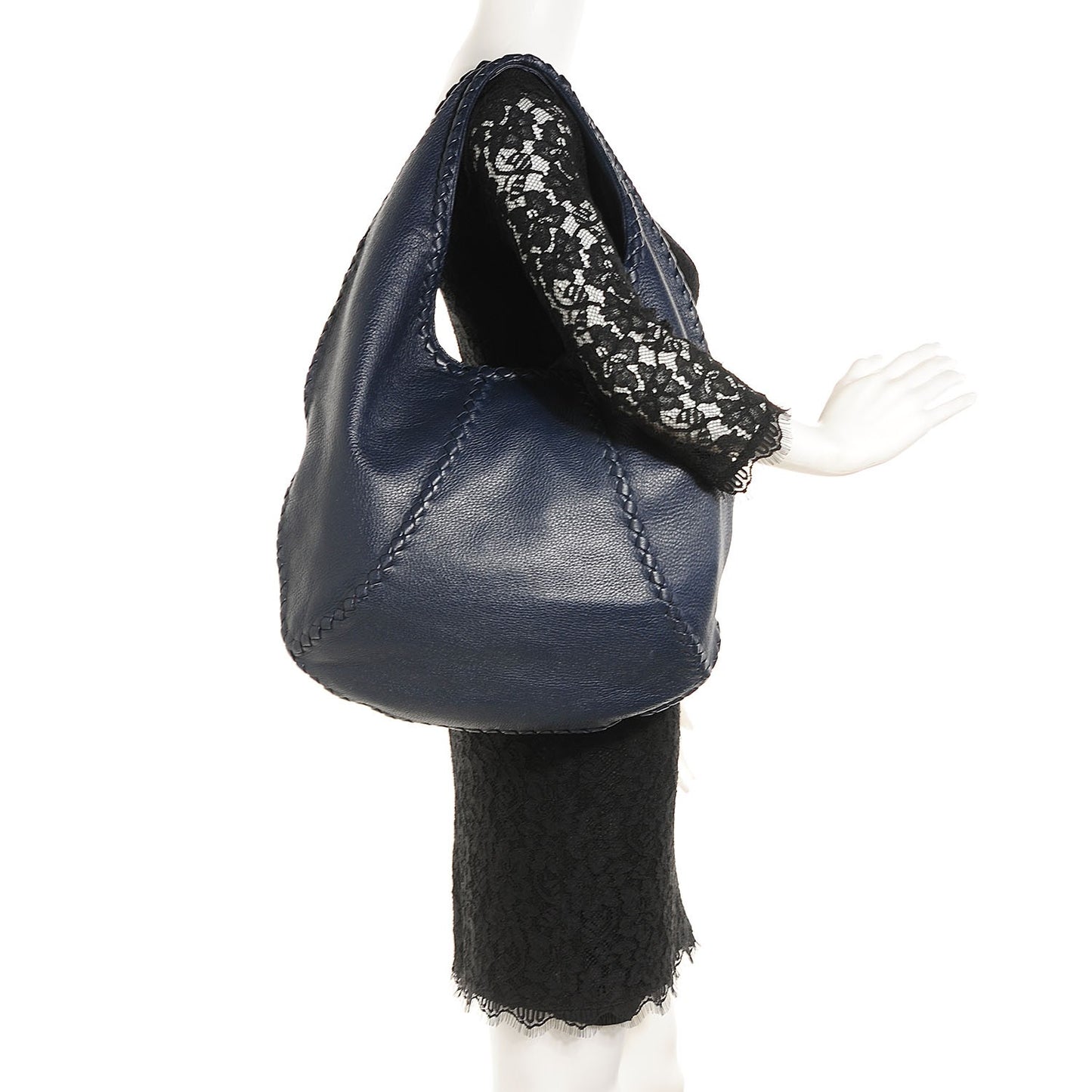 Cervo Deerskin Large Hobo China Blue