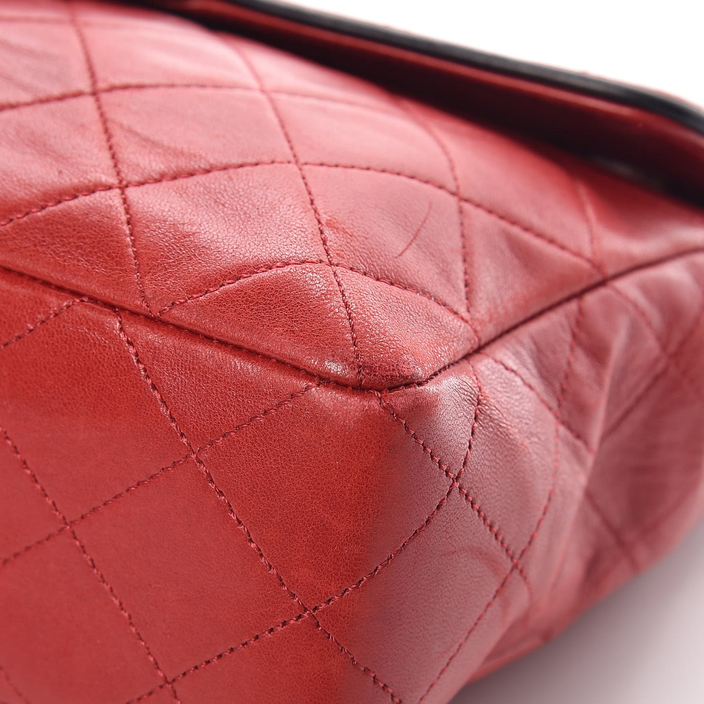 Lambskin Quilted Bi-Color Small Single Flap Red Black