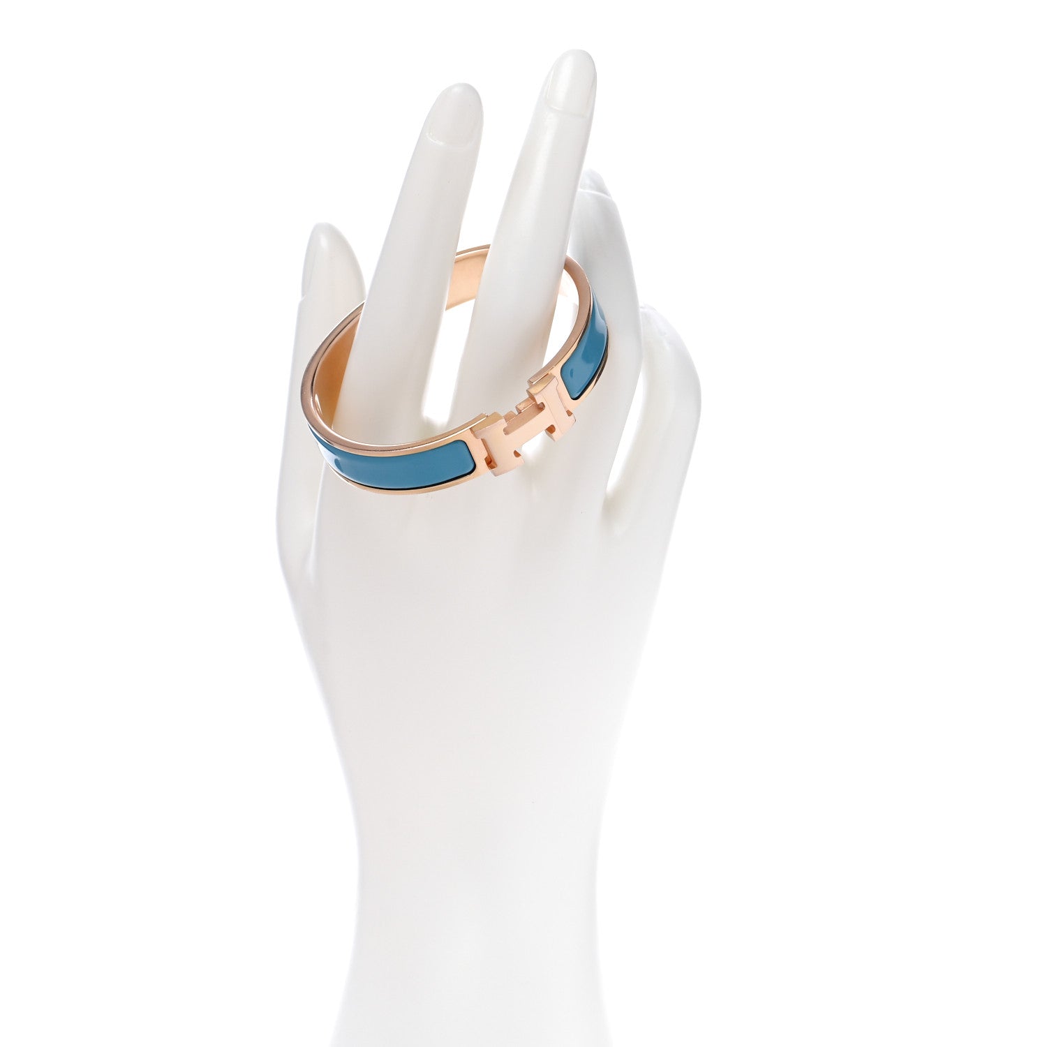 Hermes Enamel Narrow Clic Clac H Bracelet PM Bleu De Nord 2 of 5