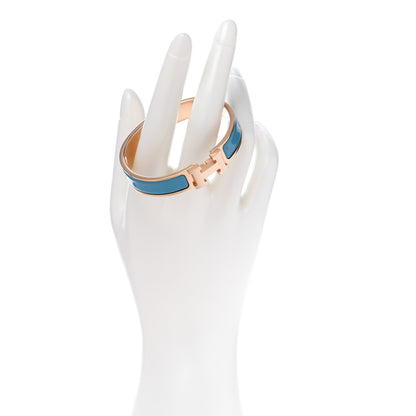 Hermes Enamel Narrow Clic Clac H Bracelet PM Bleu De Nord 2 of 5