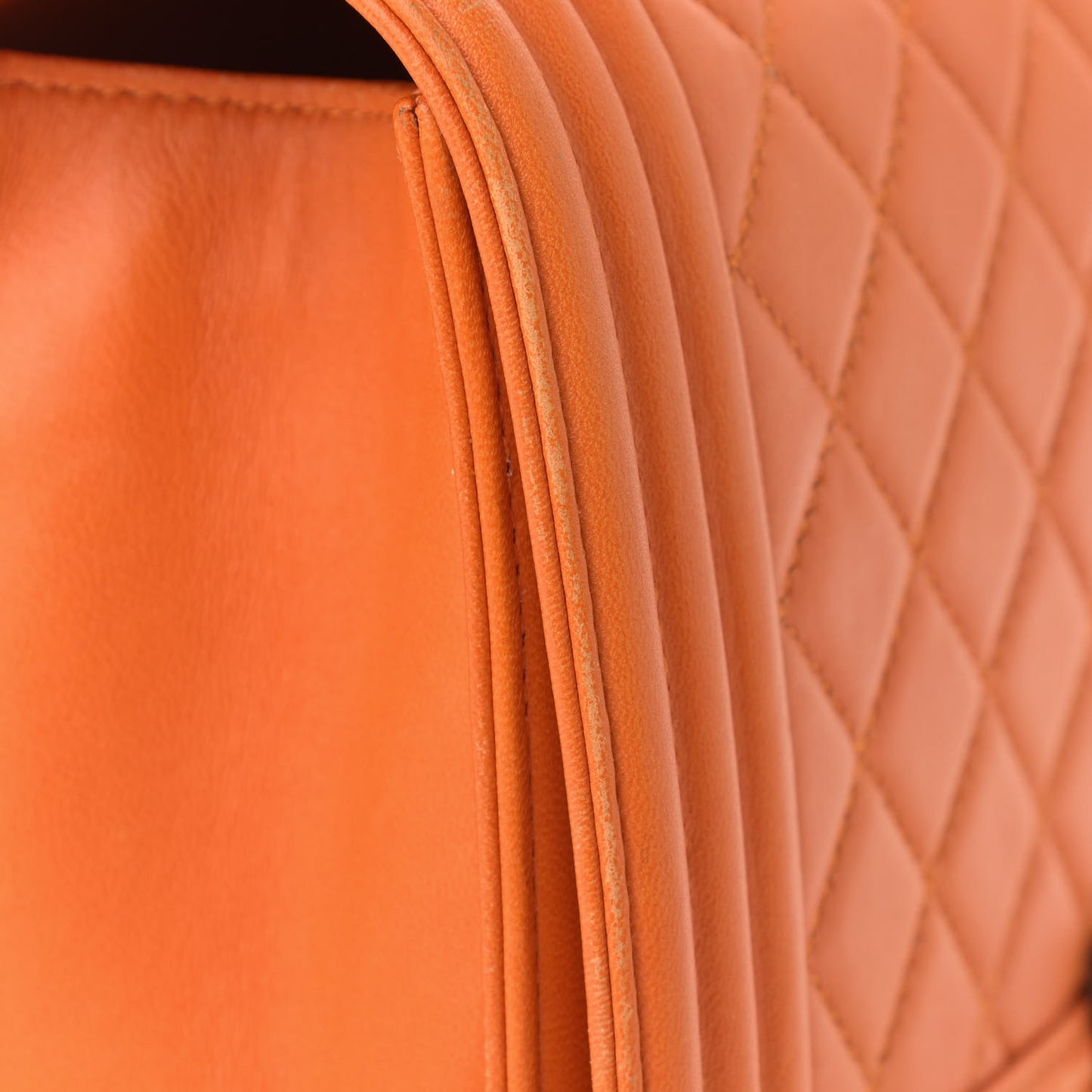 Lambskin Quilted Medium Boy Flap Orange