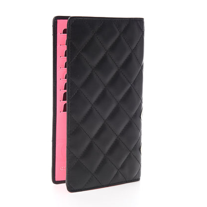 Chanel Calfskin Quilted Cambon Yen Wallet Black White 3 of 9