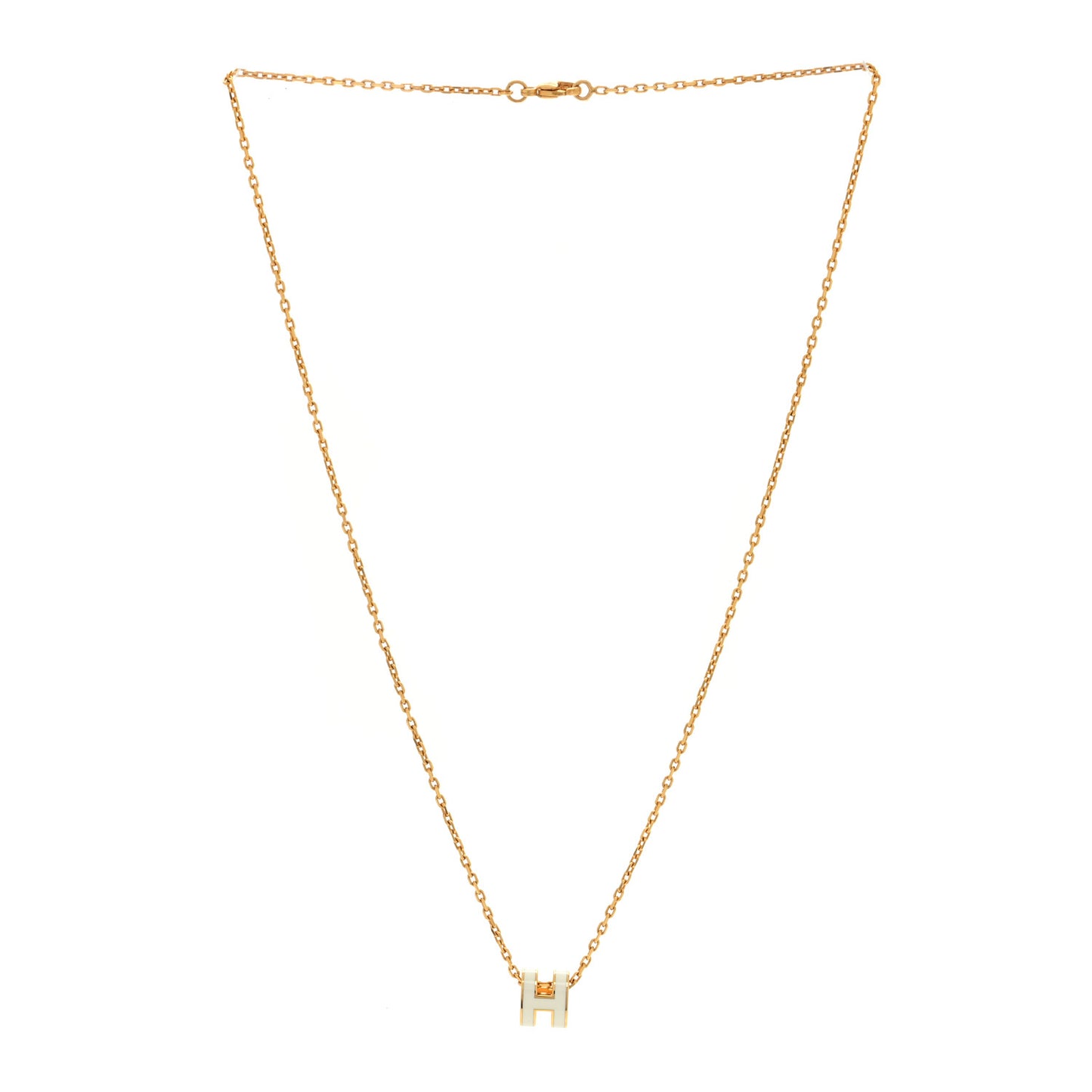 Lacquered Gold Mini Pop H Pendant Necklace White