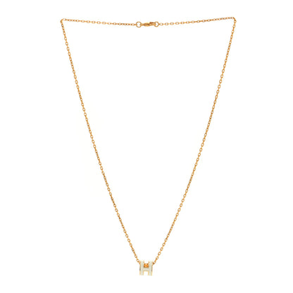 Hermes Lacquered Gold Mini Pop H Pendant Necklace White 3 of 6