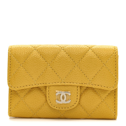 Chanel Caviar Quilted Flap Card Holder Wallet Yellow 1 of 9