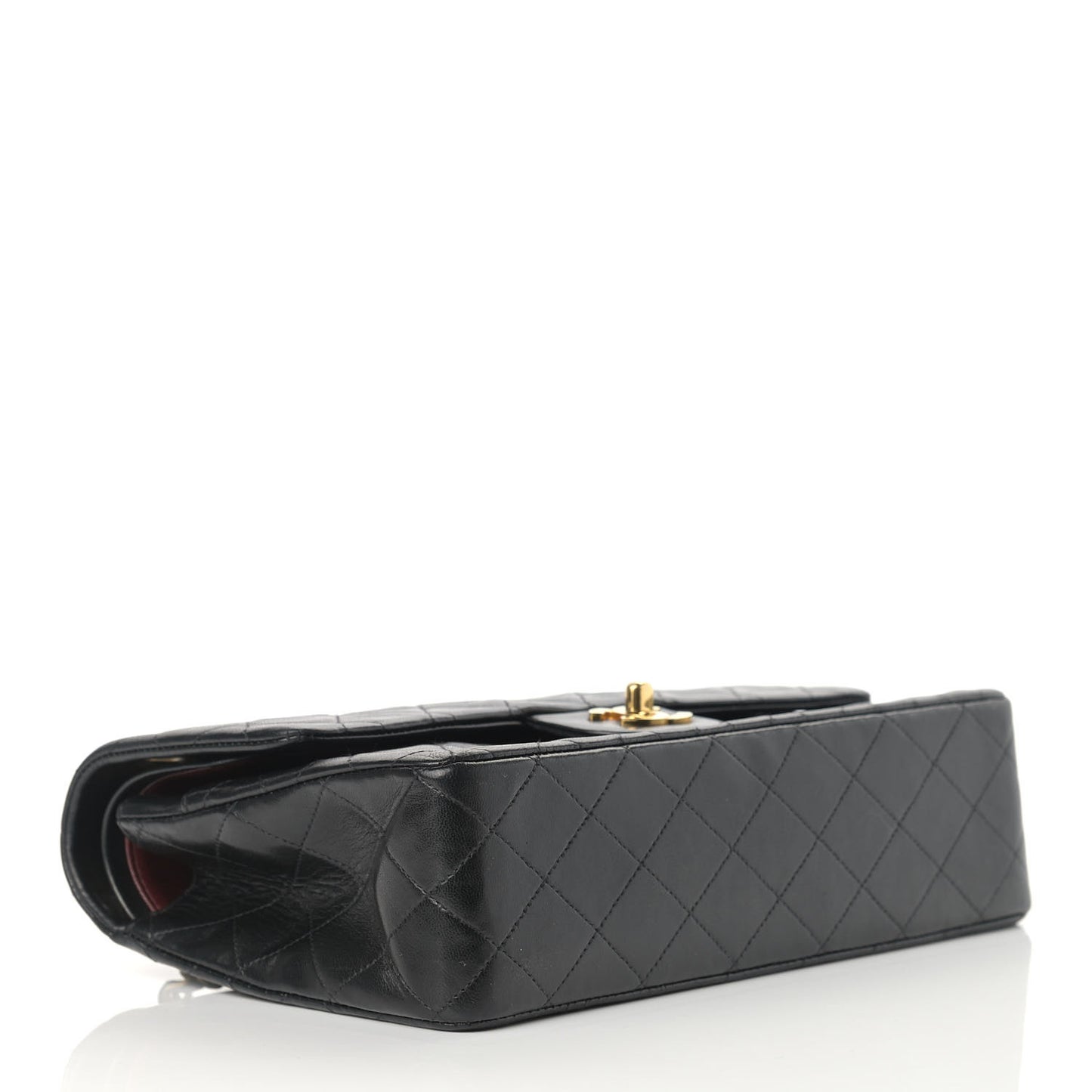 Lambskin Quilted Medium Double Flap Black