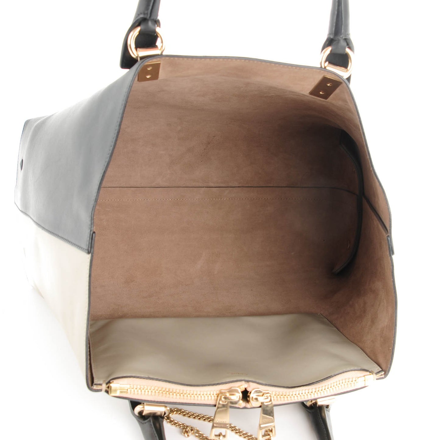 Smooth Calfskin Medium Baylee Open Tote Marshmallow Grey Black