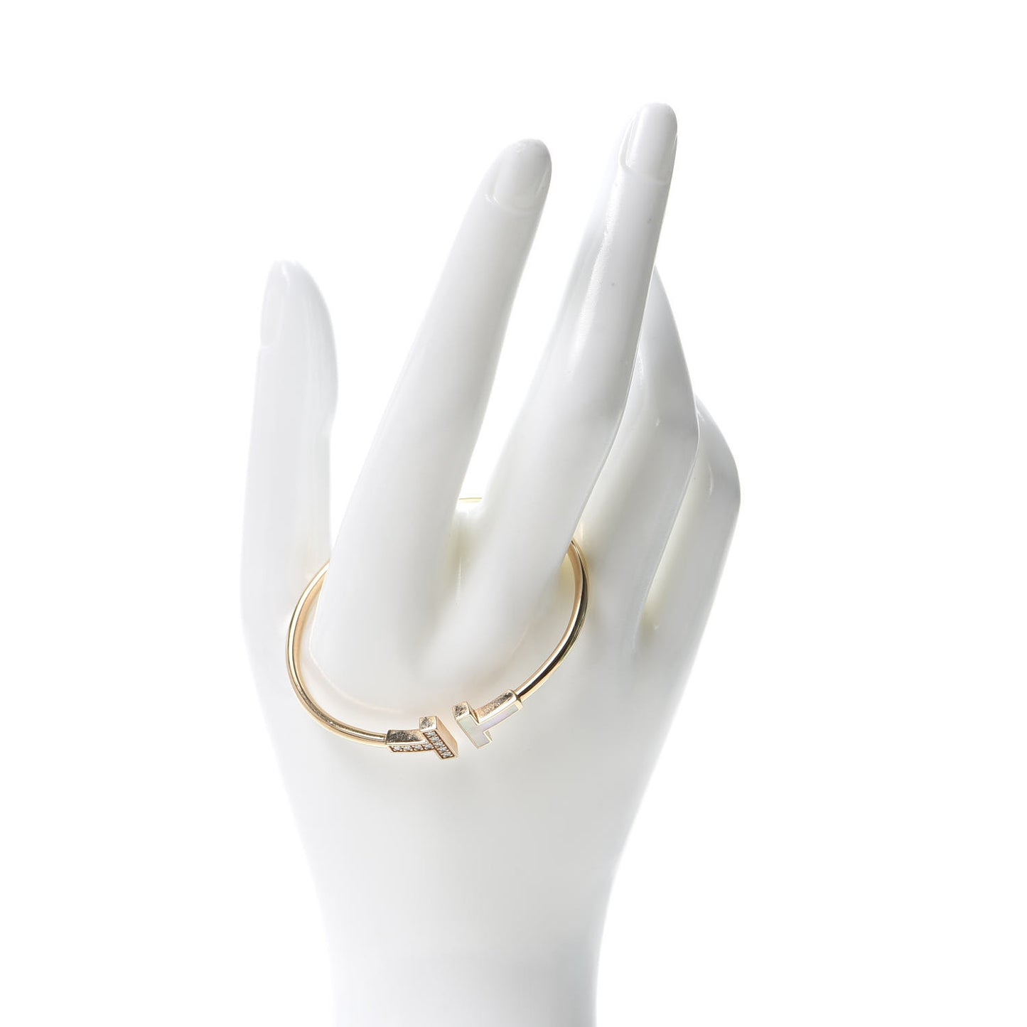18K Rose Gold Diamond Mother of Pearl T Wire Bracelet