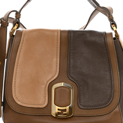 Fendi Calfskin Colorblock Anna Shoulder Bag Brown 7 of 9