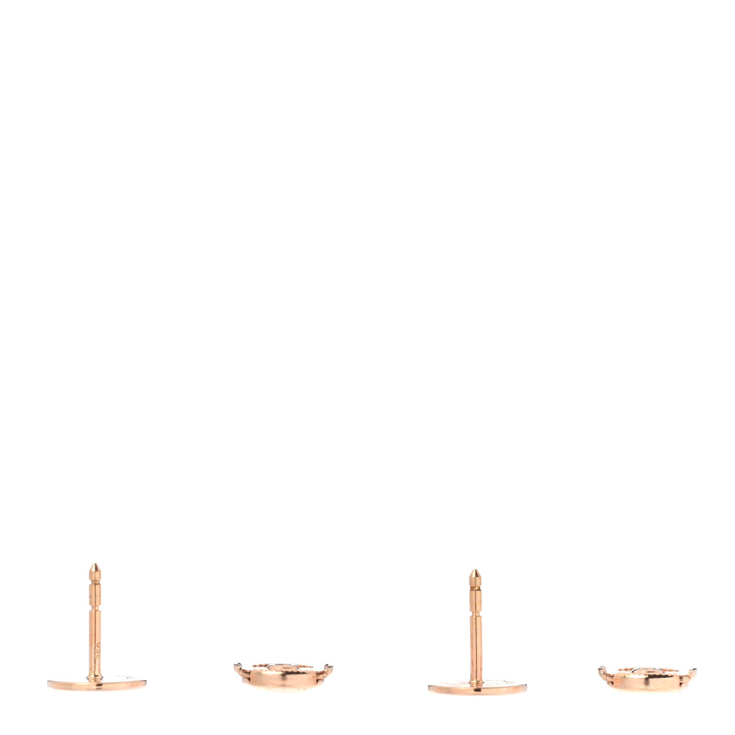 Hermes 18K Rose Gold TPM Ex-Libris Stud Earrings 3 of 5