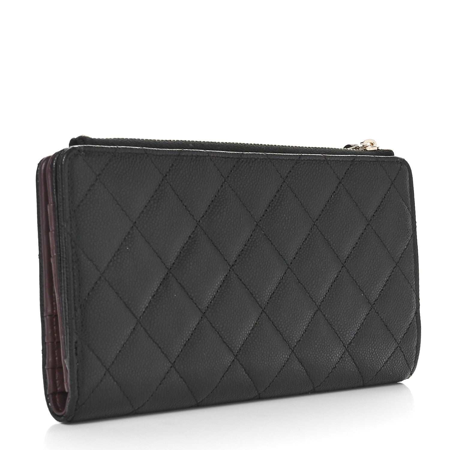 Chanel Caviar Quilted Long Zip Wallet Black 2 of 9