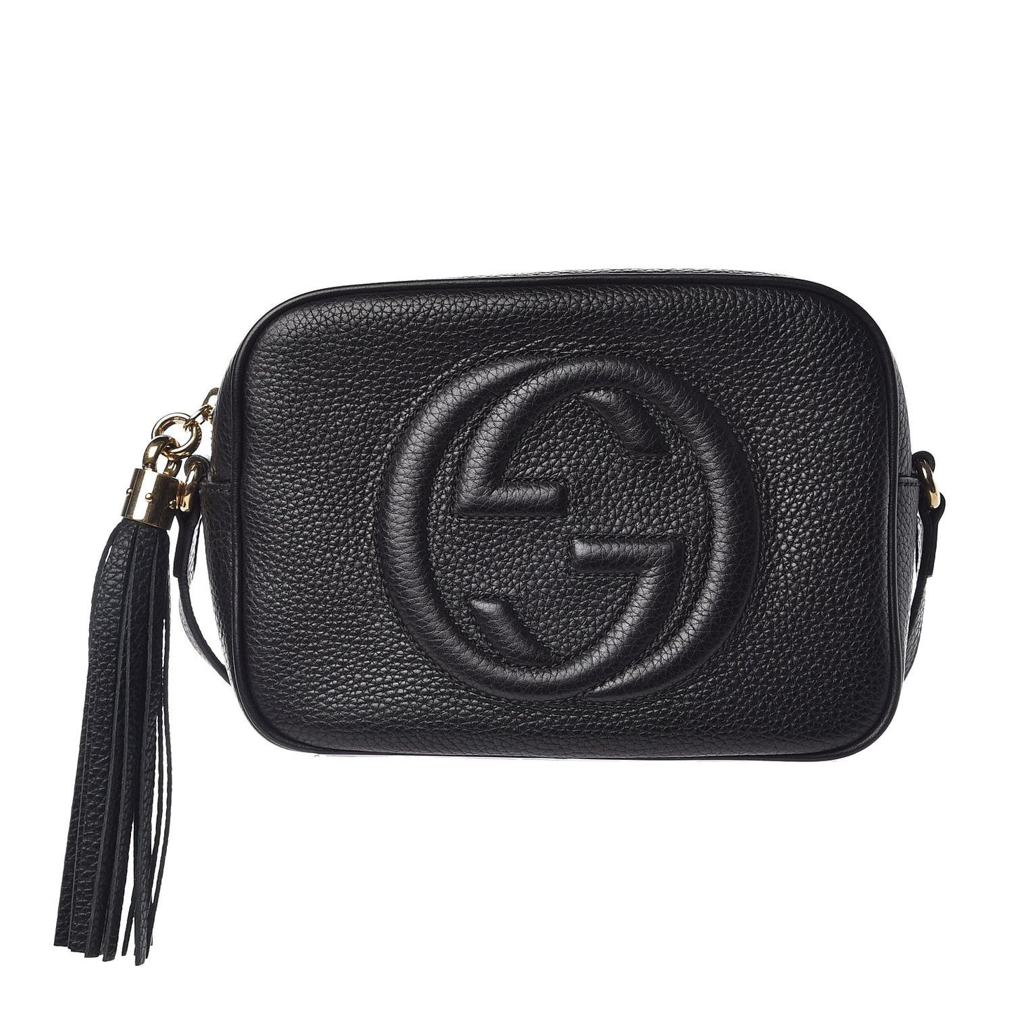 Pebbled Calfskin Small Soho Disco Bag Black