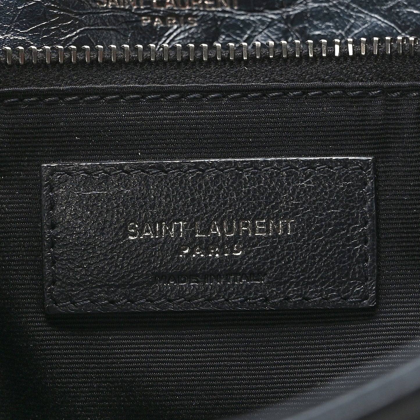 Crinkled Calfskin Matelasse Monogram Large Niki Chain Satchel Black