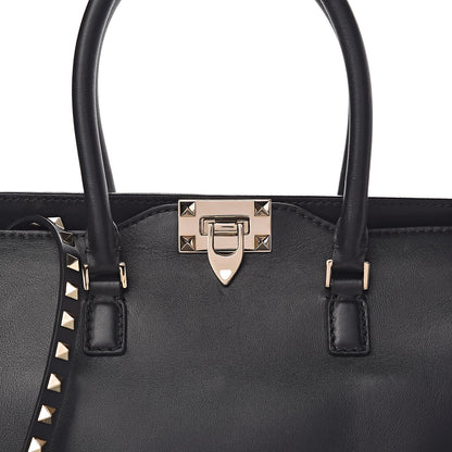 Valentino Garavani Vitello Rockstud Double Handle Tote Black 7 of 10